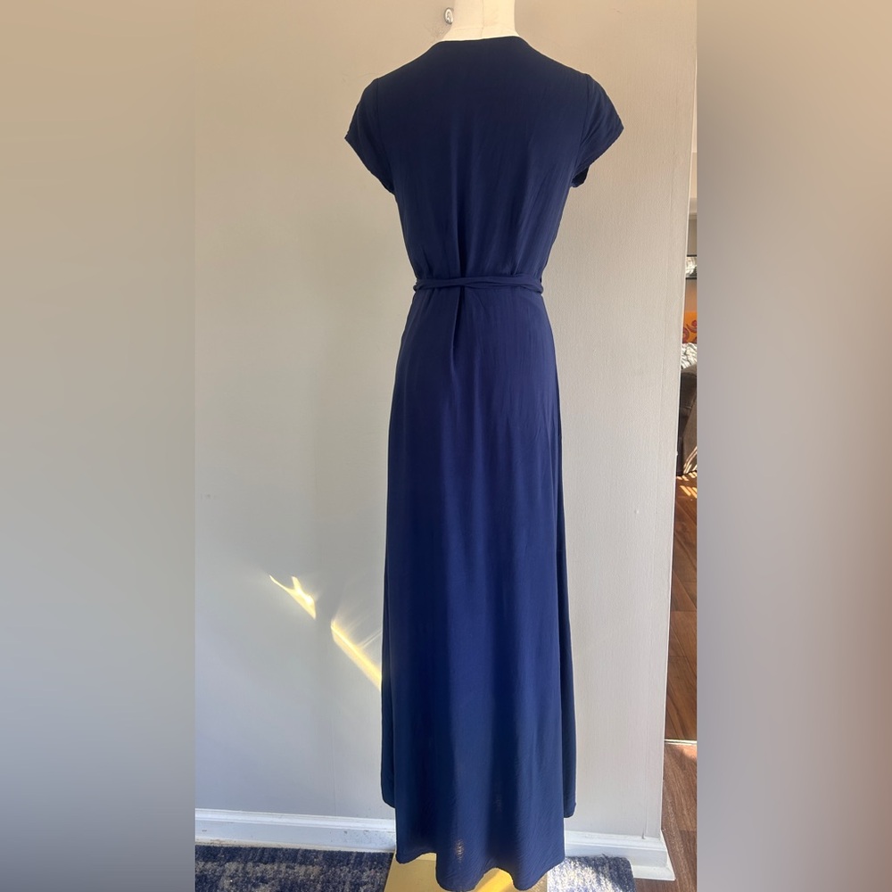 L*SPACE Goa Wrap Maxi Dress Midnight Blue Euro Summer Coastal Boho Resort Size S - Picture 12 of 14